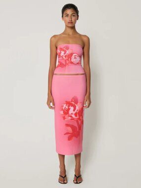 NWT KHY Pink Floral Tube Top in Size Small